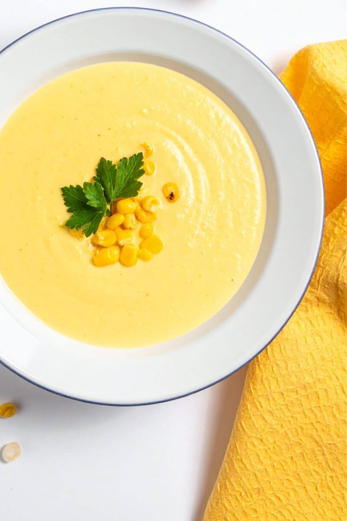 Bowl of Vegan Cream of Corn Soup