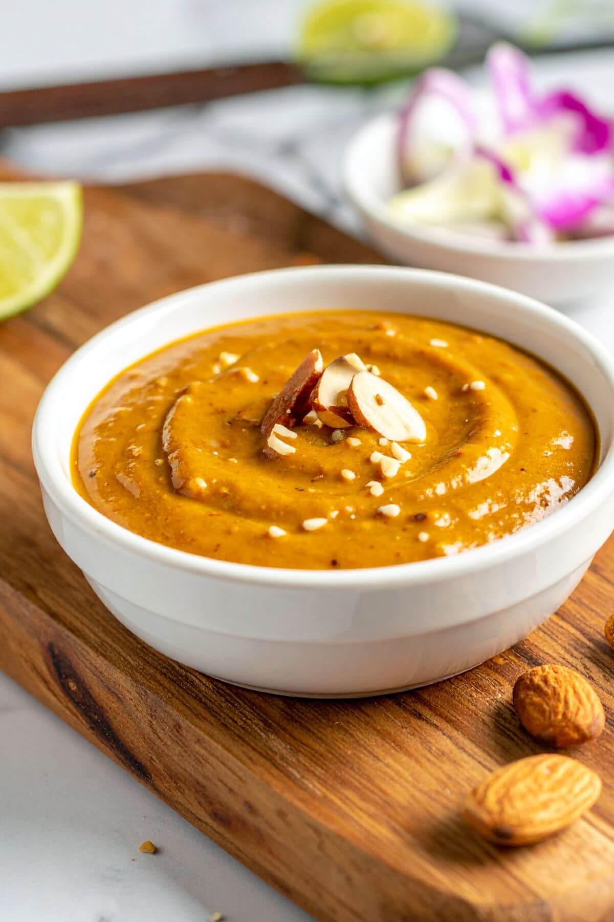 Bowl of Almond Satay Dipping Sauce