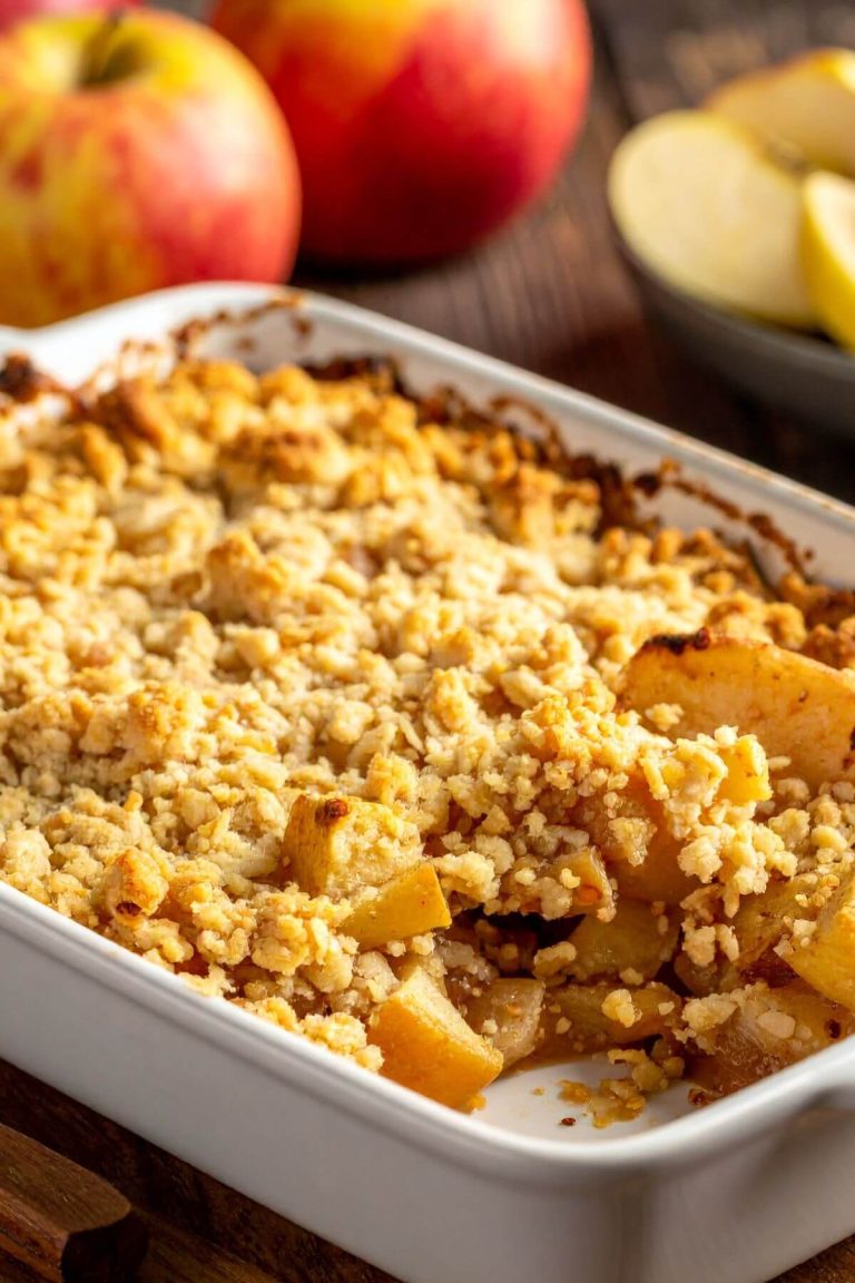 Baking dish with apple crisp
