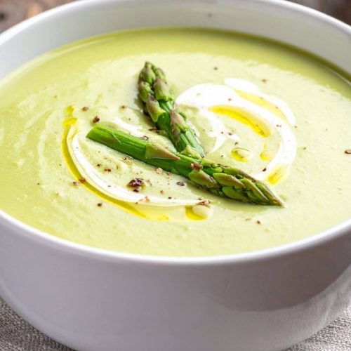 Bowl of delicious Vegan Asparagus Soup