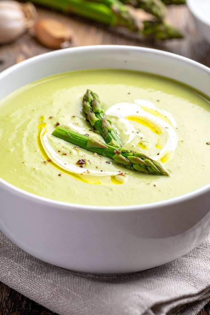 Bowl of delicious Vegan Asparagus Soup