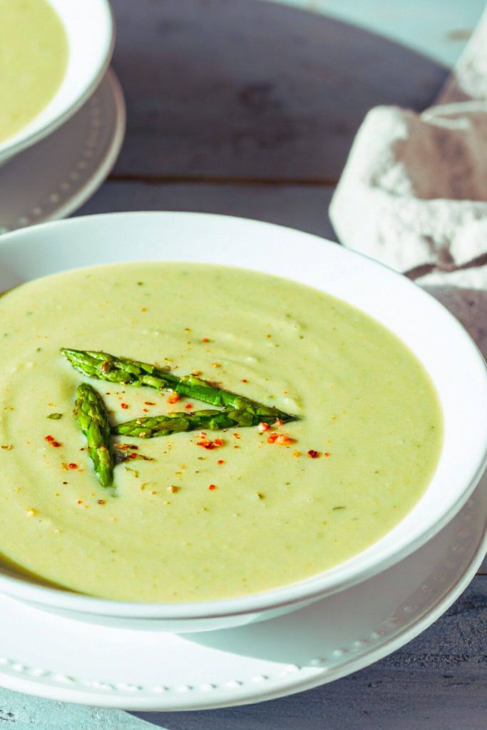 Bowl of Vegan Cream of Asparagus Soup