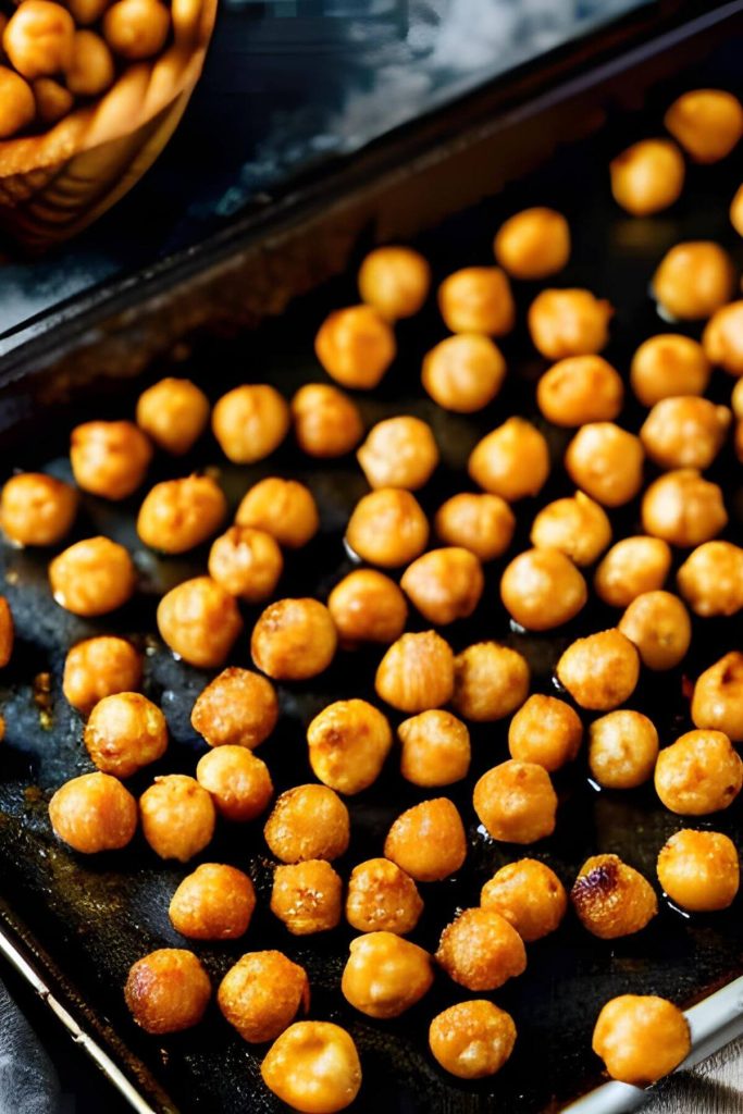 Roasted Chickpeas on a baking sheet