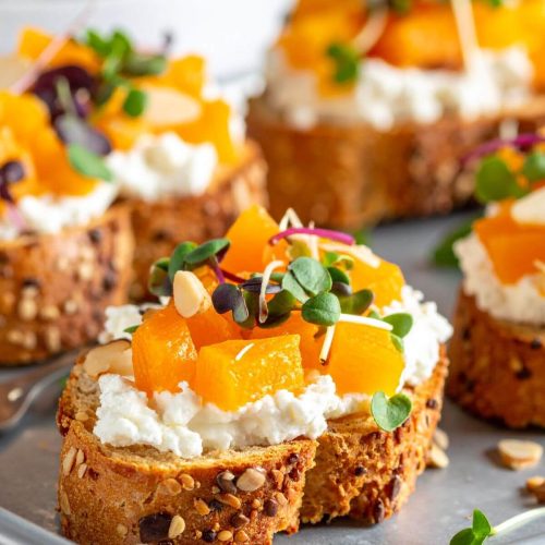 Apricot, Almond, Vegan Feta Crostini