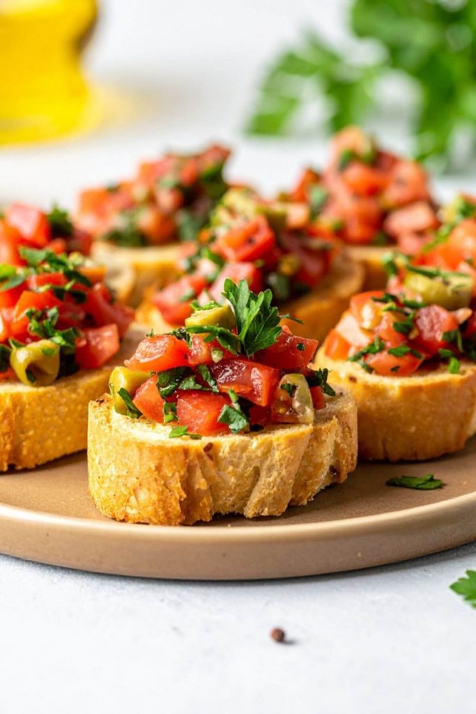 Green Olive Salsa Bruschetta