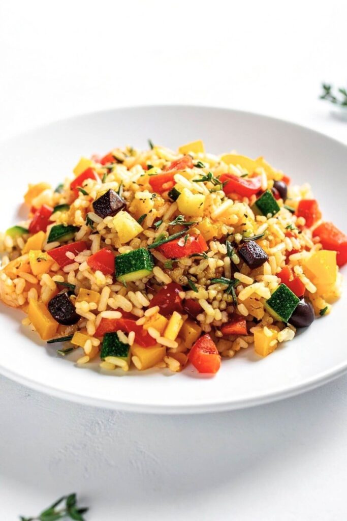 French provencal Rice Pilaf on a plate