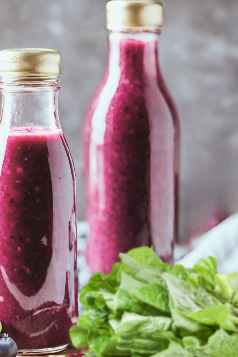 Two bottles of Blueberry Vinaigrette and Lettuce