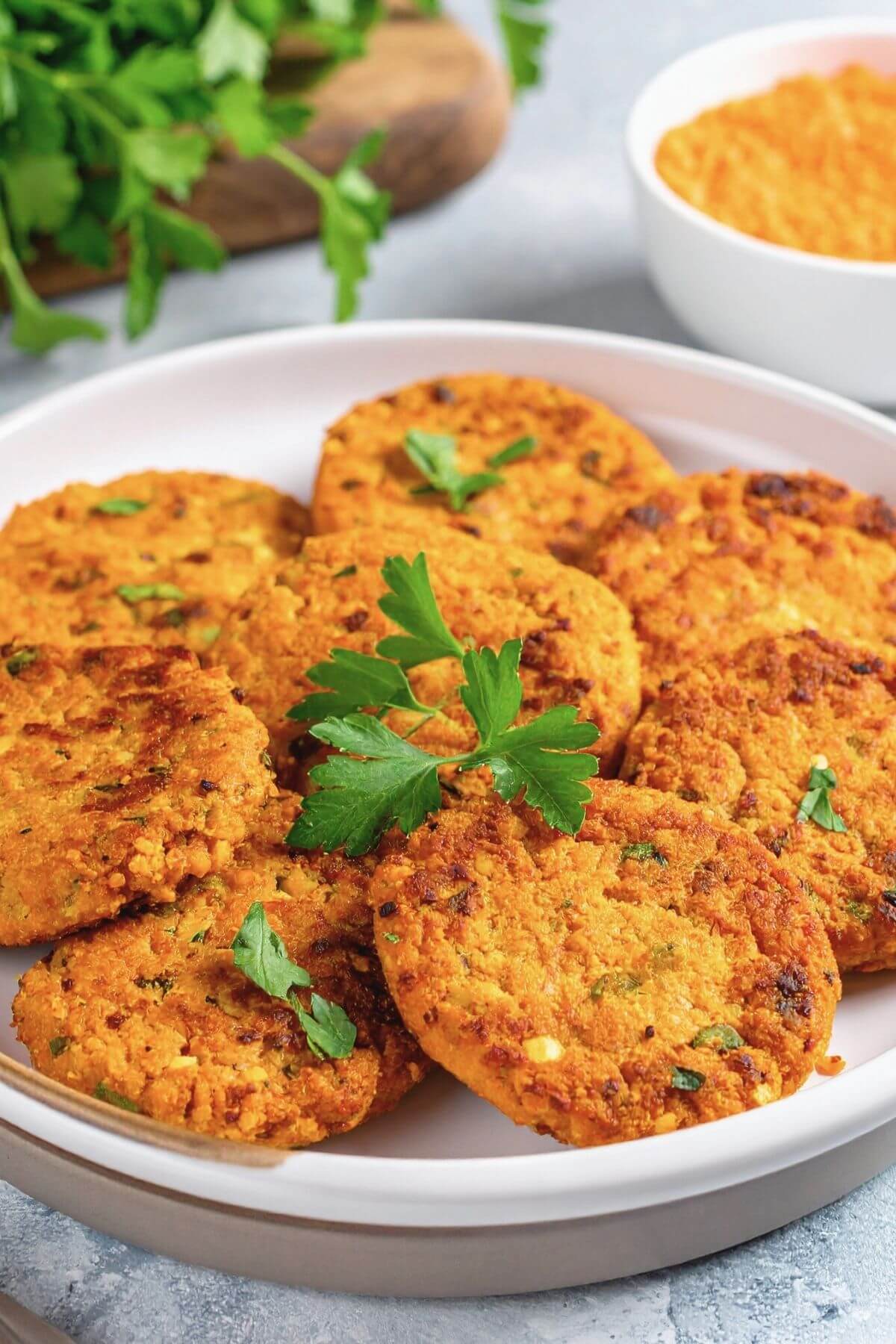 Platter of Vegan Red Lentil Patties