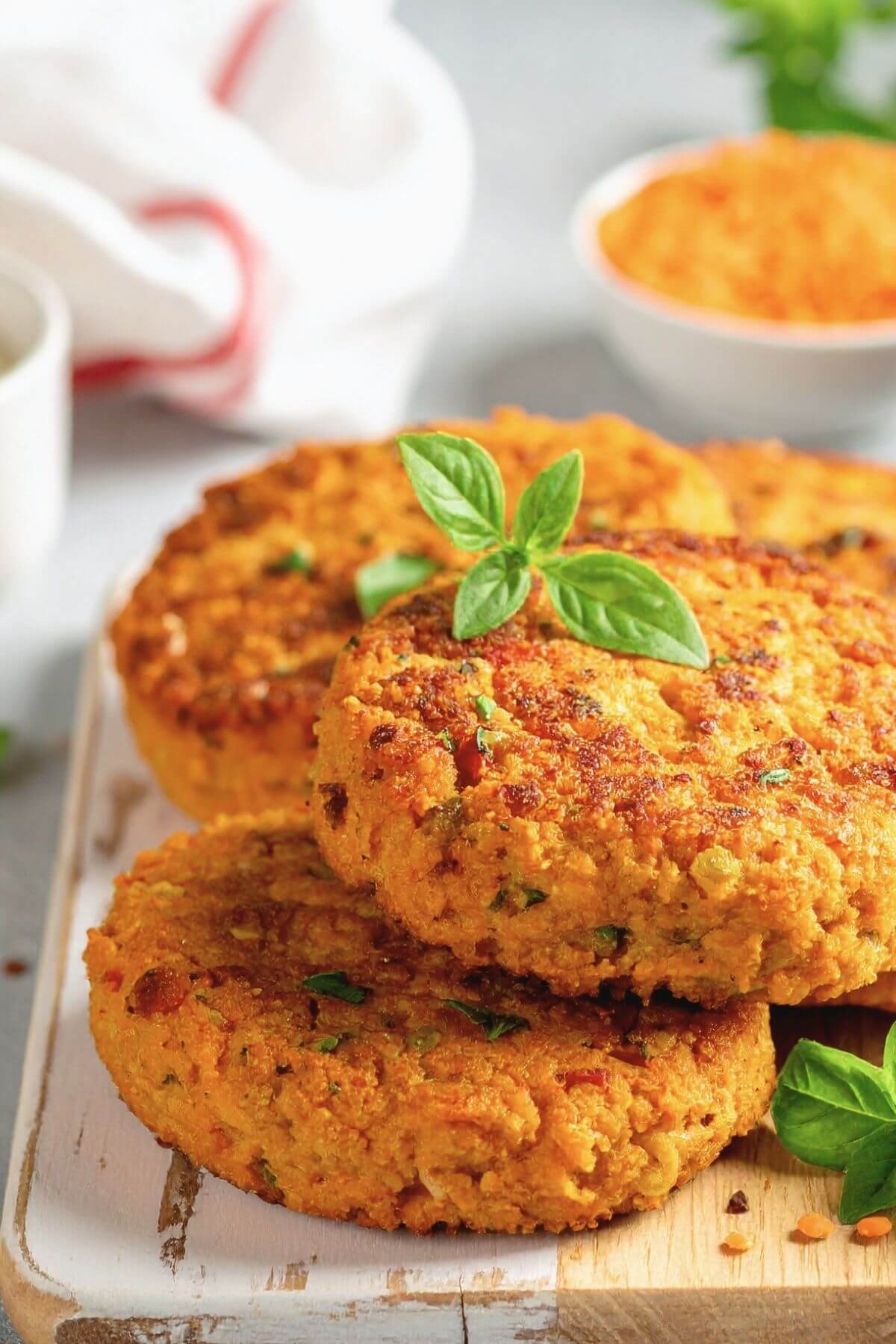 Plate of Vegan Red Lentil Patties