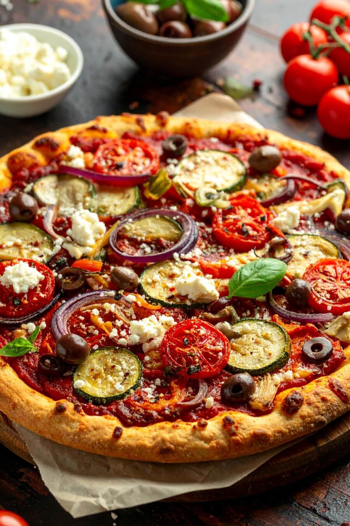A Vegan Mediterranean Pizza
