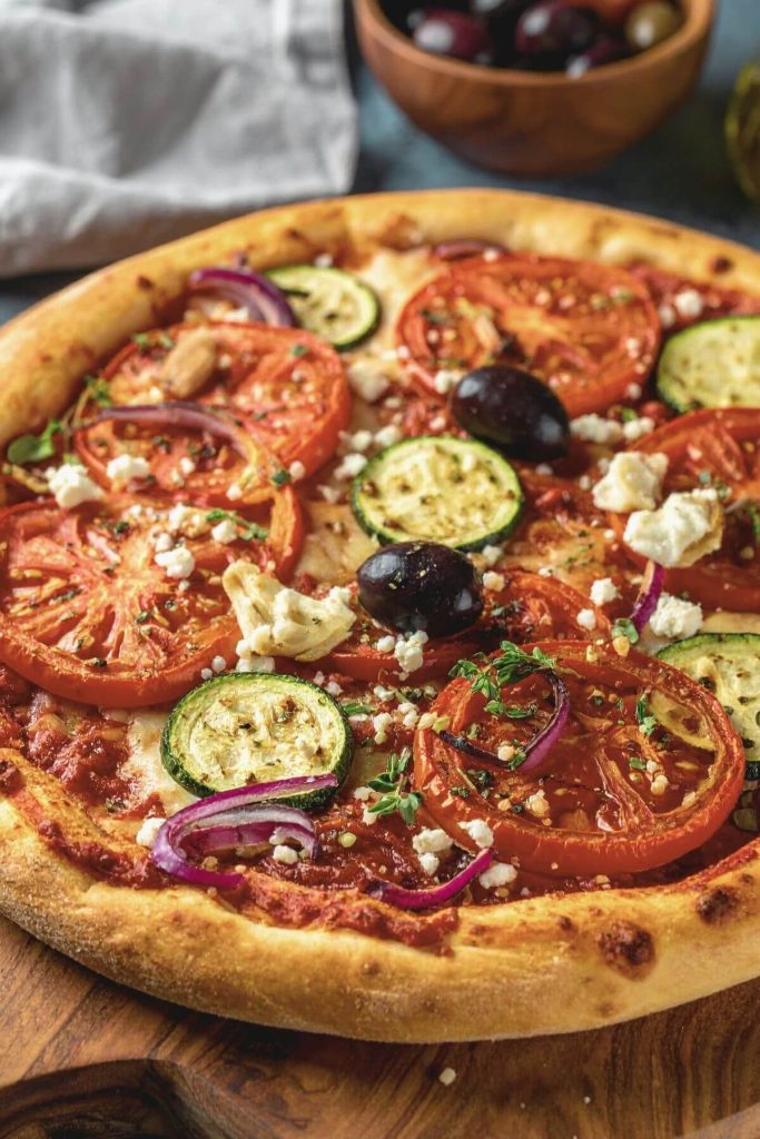A Vegan Mediterranean Pizza