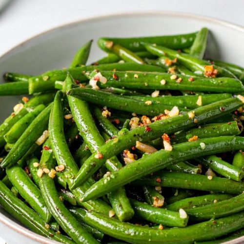 Plate of French Green Beans with Shallots and Tarragon