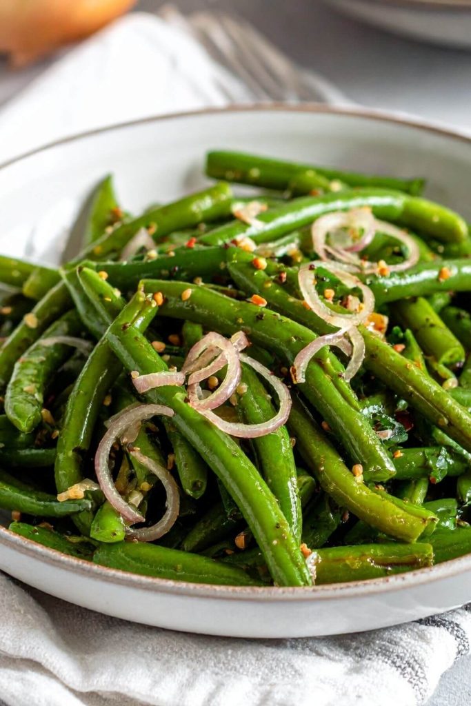 Plate of French Green Beans with Shallots and Tarragon