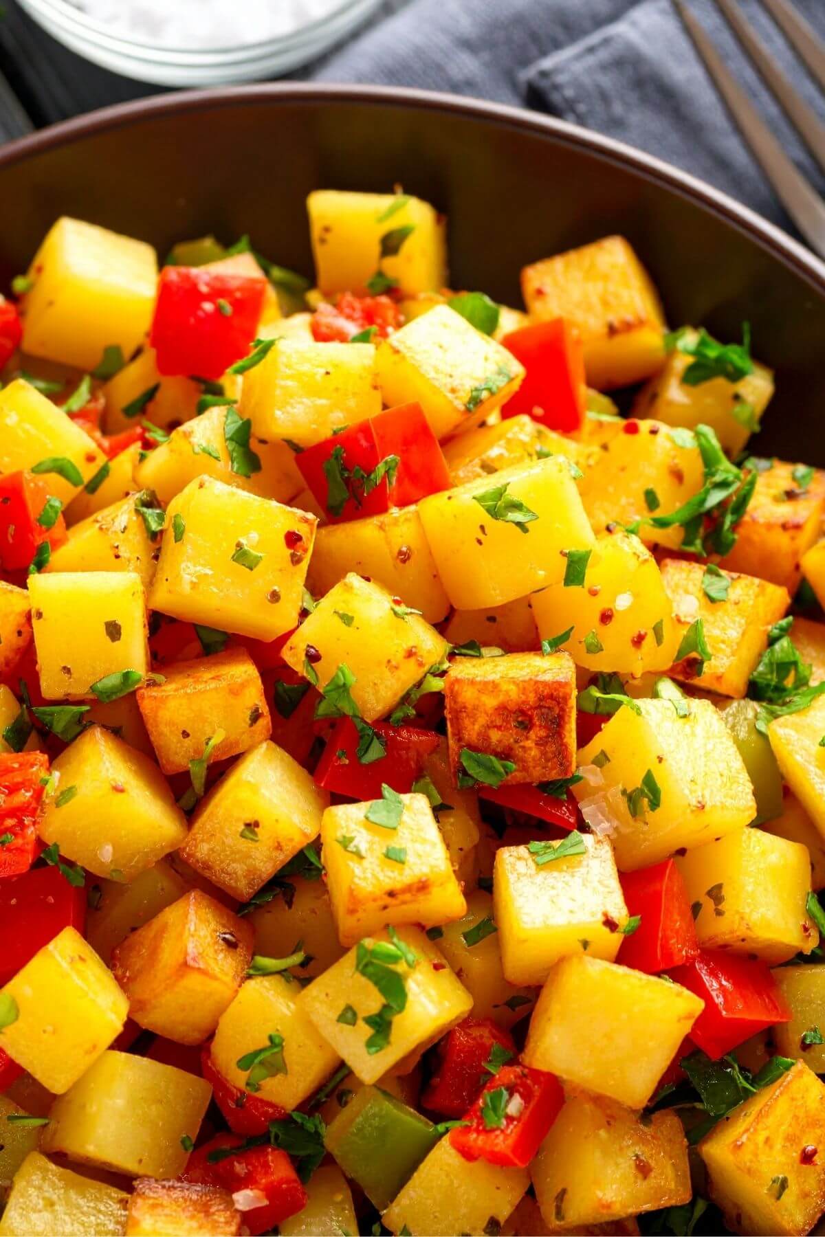 Close up of breakfast potatoes