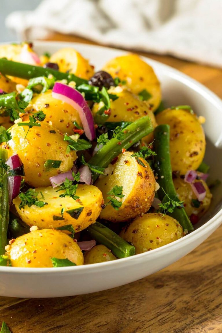 Bowl of Green bean potato salad
