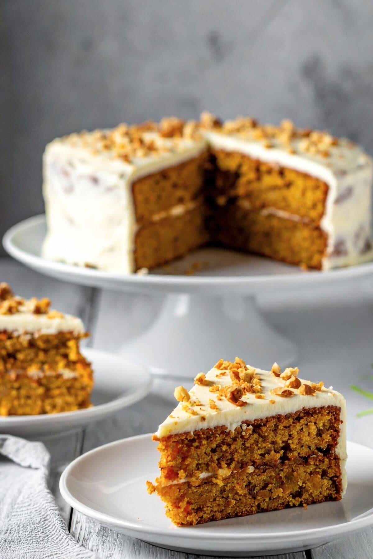 vegan carrot cake with cream cheese frosting two layer cake